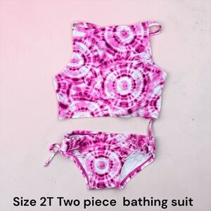 Source Unknown Pink Tie-Dye Two-Piece Kids Swim Bikini
